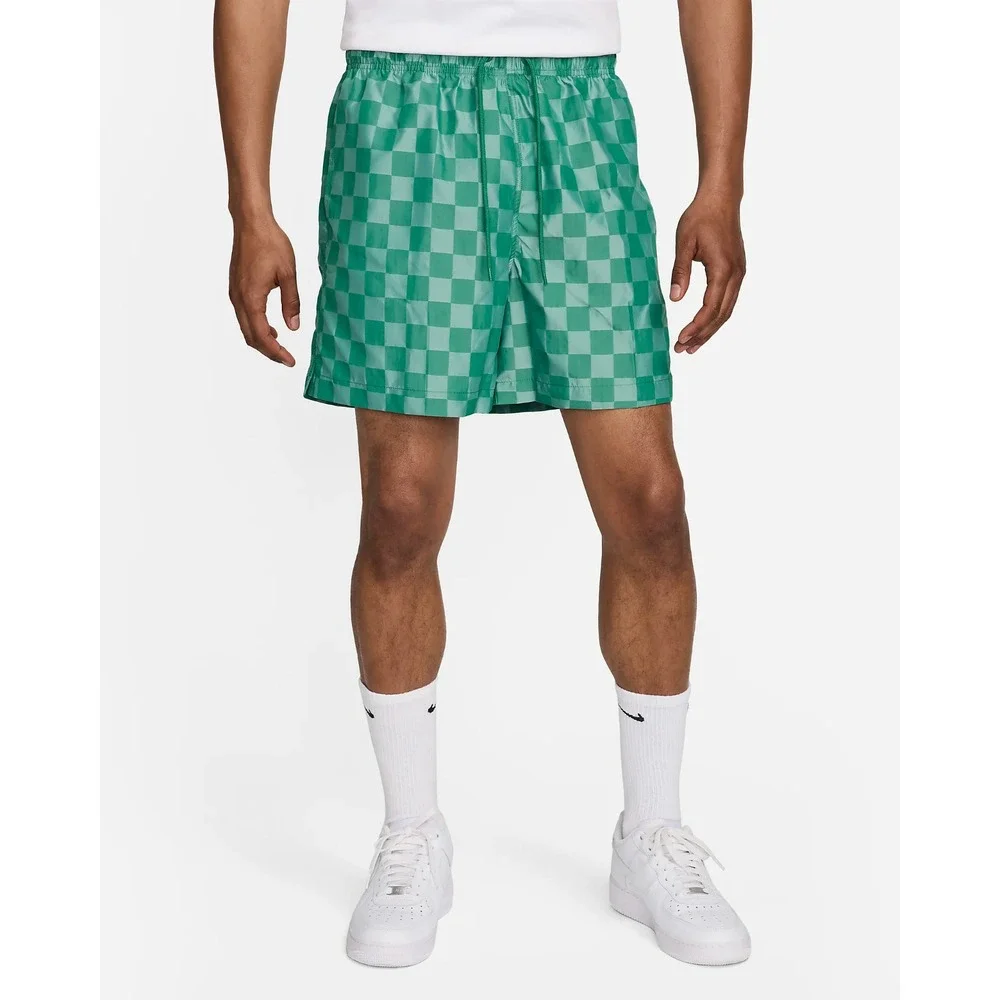 Nike Men's Club Flow Checkered Nylon Shorts Malachite Green‎ Size S FN3098-365
